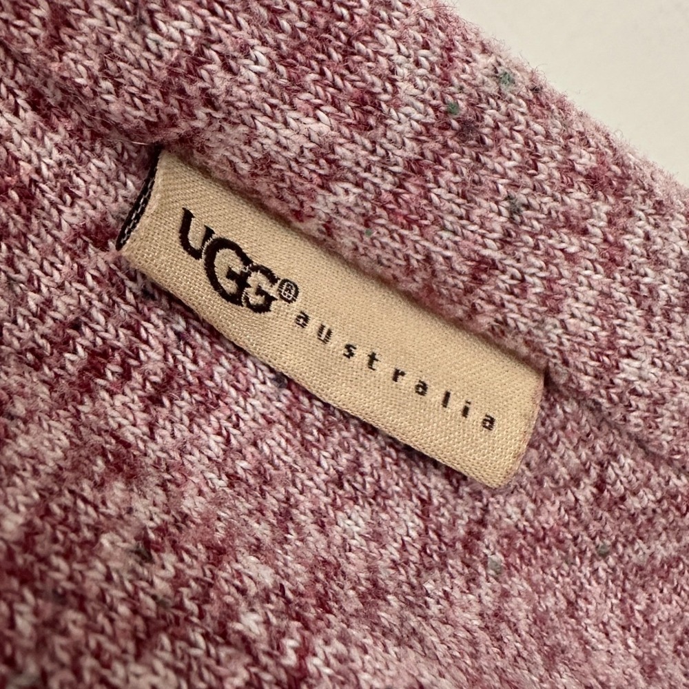 UGG Australia Cardigan Women Burgundy Heathered Knit Open Front Cozy Softcore L - Picture 7 of 7